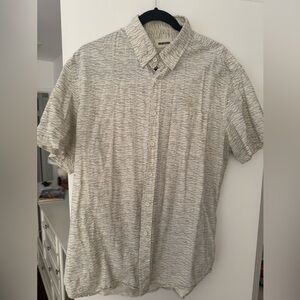 Taylor Stitch Jack Men's Cream and Navy Wave Patterned short sleeve Shirt